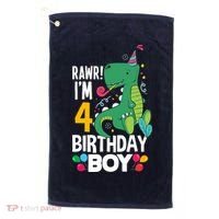 4th Birthday Boy 4 Year Old Birthday Boy T Rex Dinosaur Golf Towel thumb 0