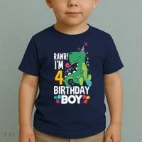 4th Birthday Boy 4 Year Old Birthday Boy T Rex Dinosaur Toddler T-Shirt thumb 2