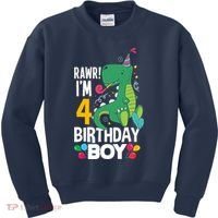 4th Birthday Boy 4 Year Old Birthday Boy T Rex Dinosaur Kids Sweatshirt thumb 0