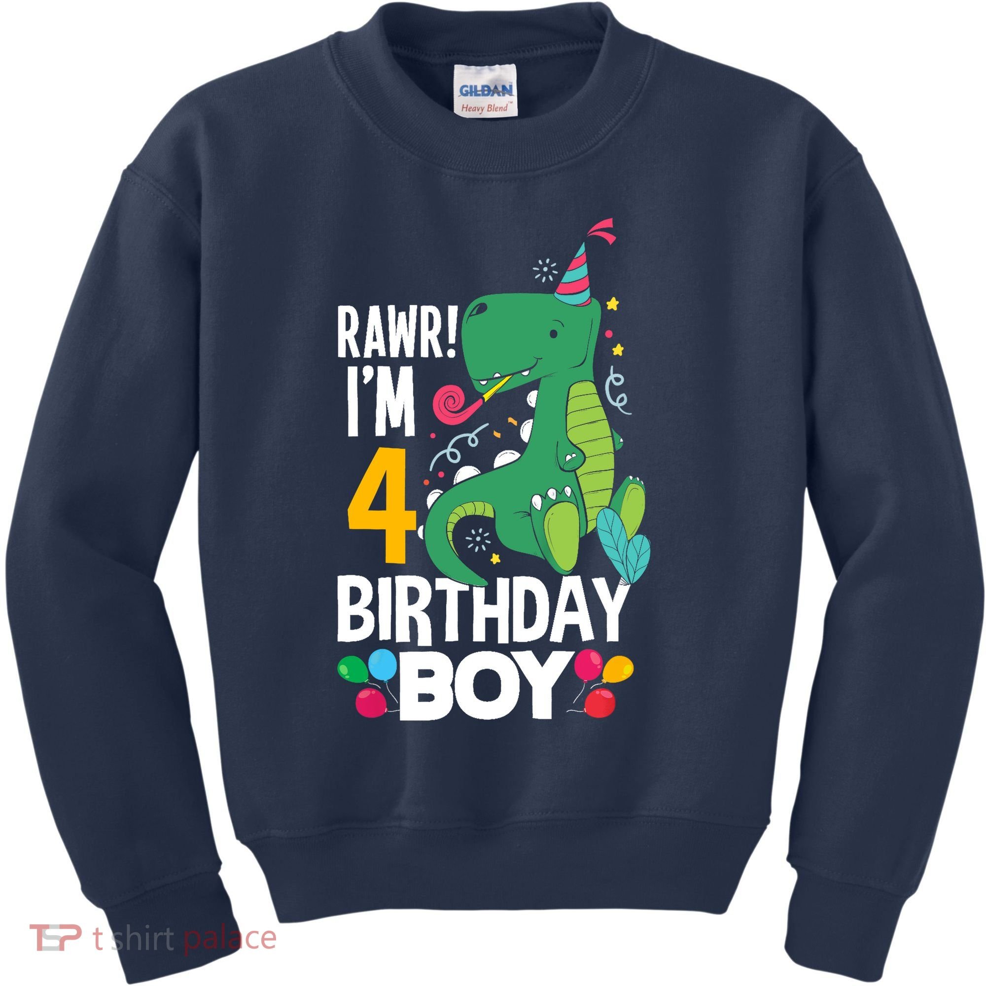 4th Birthday Boy 4 Year Old Birthday Boy T Rex Dinosaur Kids Sweatshirt
