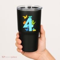4th Birthday Boy 4 Years Old Dinosaur Toy Dino Tumbler thumb 2