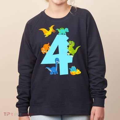 4th Birthday Boy 4 Years Old Dinosaur Toy Dino Women's Sweatshirt