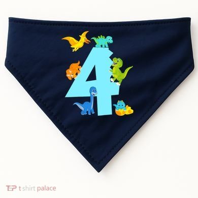 4th Birthday Boy 4 Years Old Dinosaur Toy Dino USA-Made Doggie Bandana