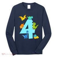 4th Birthday Boy 4 Years Old Dinosaur Toy Dino Long Sleeve Shirt thumb 0