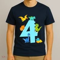 4th Birthday Boy 4 Years Old Dinosaur Toy Dino T-Shirt thumb 3