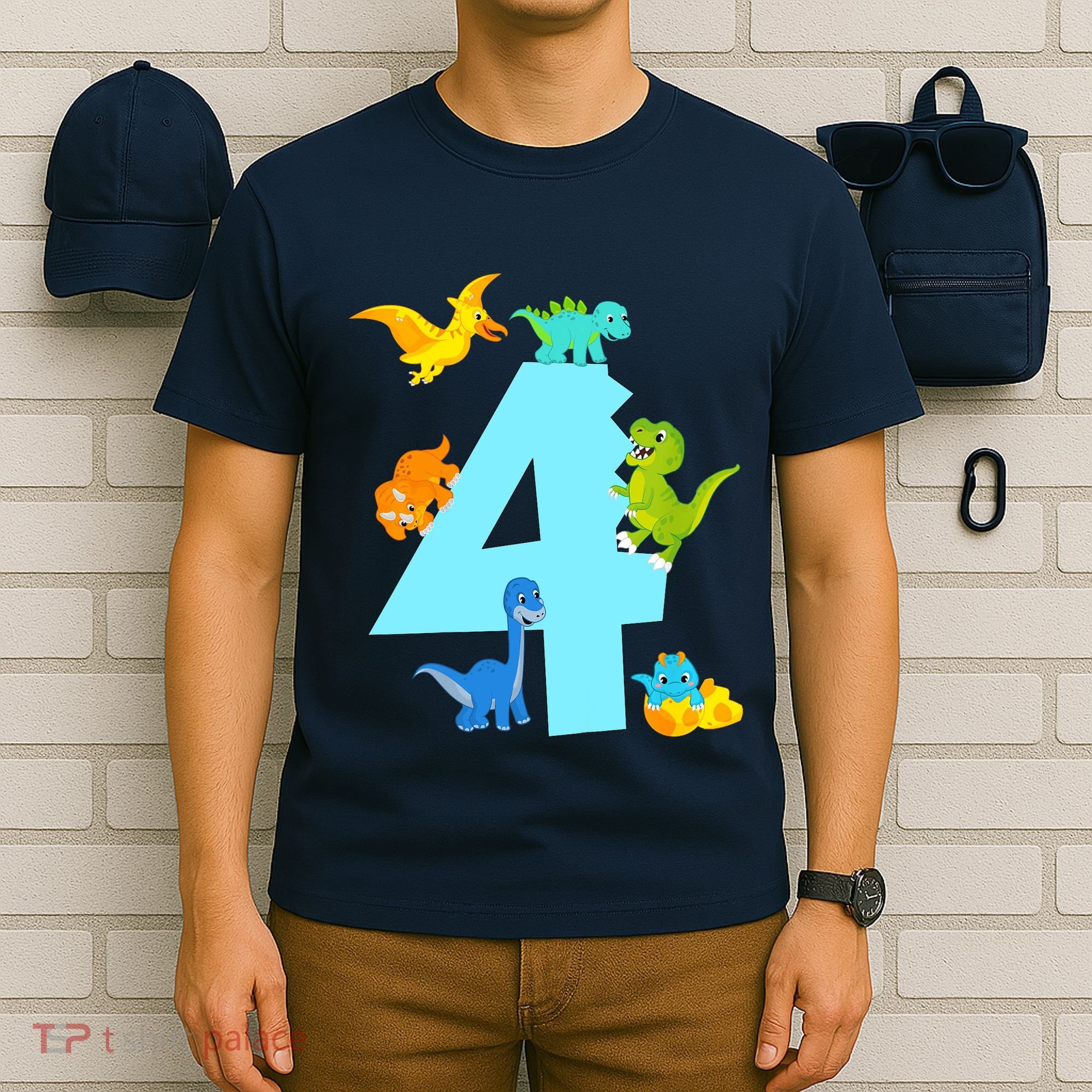 4th Birthday Boy 4 Years Old Dinosaur Toy Dino T-Shirt