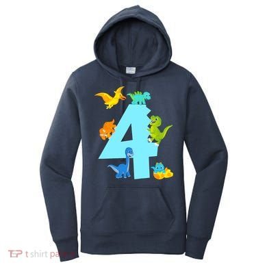 4th Birthday Boy 4 Years Old Dinosaur Toy Dino Women's Hoodie
