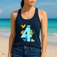 4th Birthday Boy 4 Years Old Dinosaur Toy Dino Women's Tank Top thumb 2