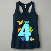 4th Birthday Boy 4 Years Old Dinosaur Toy Dino Women's Tank Top thumb 3