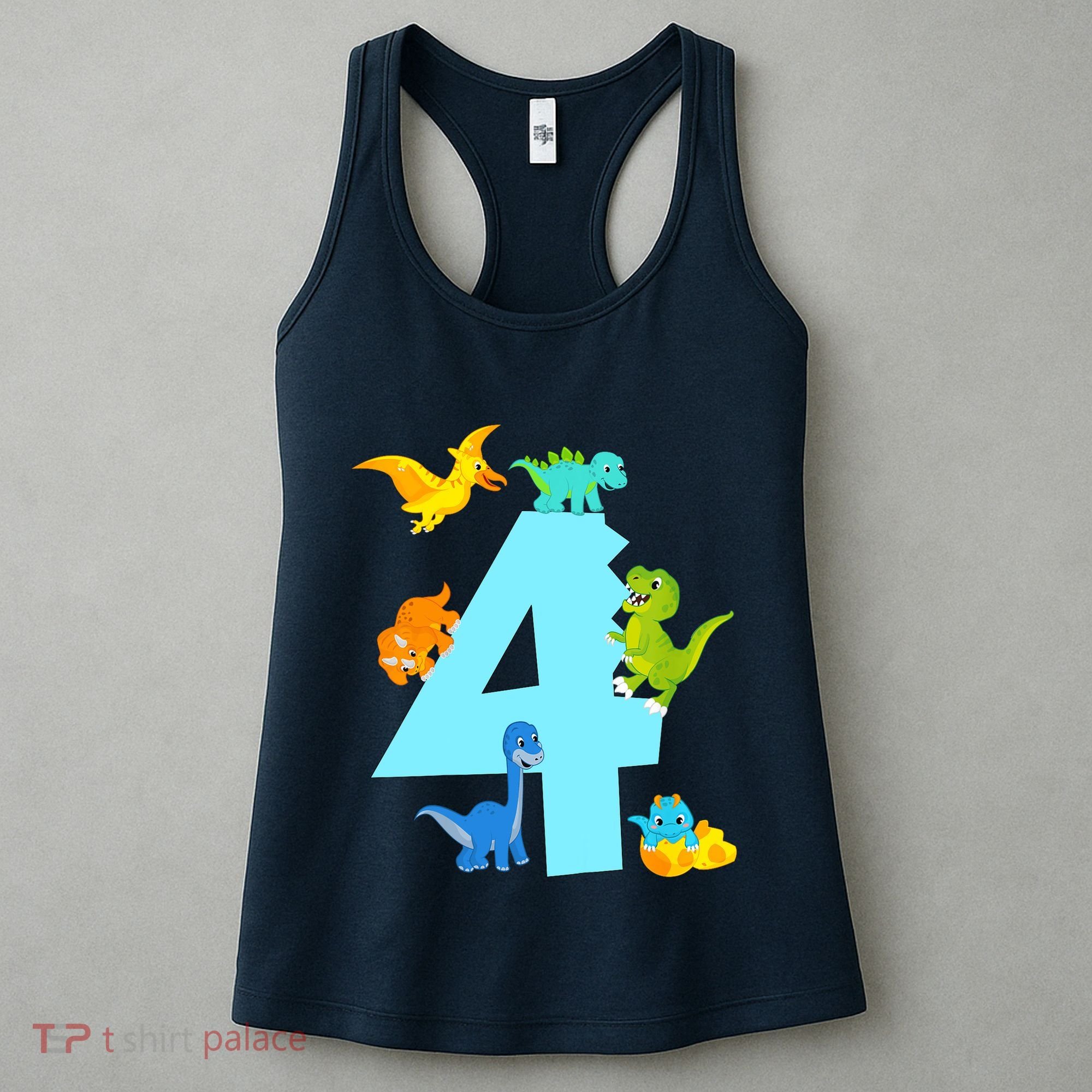 4th Birthday Boy 4 Years Old Dinosaur Toy Dino Women's Tank Top