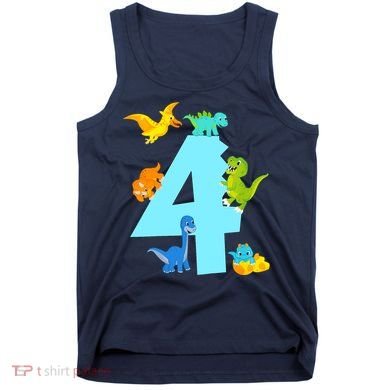 4th Birthday Boy 4 Years Old Dinosaur Toy Dino Tank Top