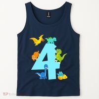 4th Birthday Boy 4 Years Old Dinosaur Toy Dino Tank Top thumb 2