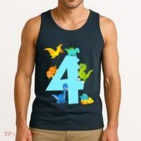 4th Birthday Boy 4 Years Old Dinosaur Toy Dino Tank Top thumb 3