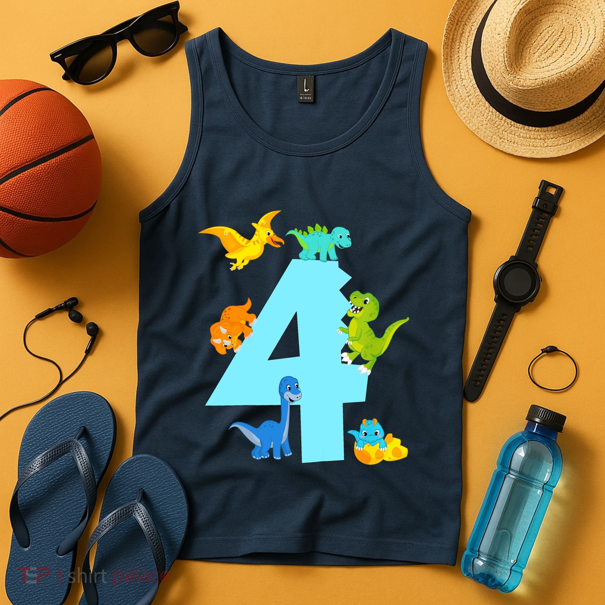 4th Birthday Boy 4 Years Old Dinosaur Toy Dino Tank Top