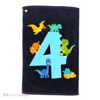 4th Birthday Boy 4 Years Old Dinosaur Toy Dino Golf Towel