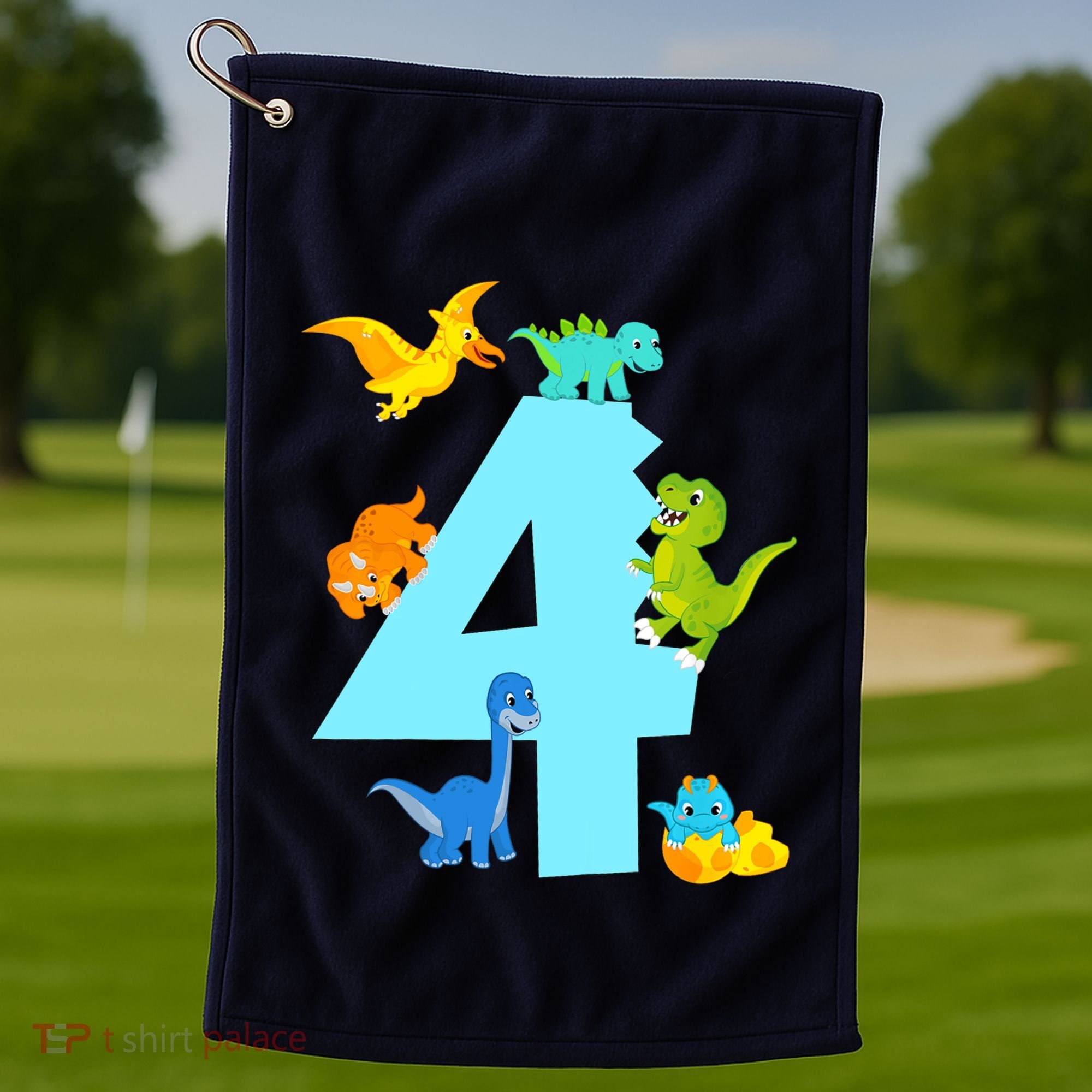4th Birthday Boy 4 Years Old Dinosaur Toy Dino Golf Towel
