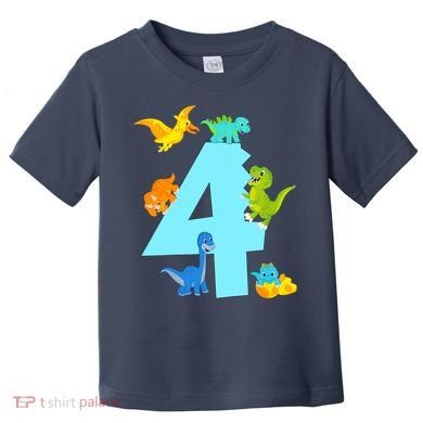4th Birthday Boy 4 Years Old Dinosaur Toy Dino Toddler T-Shirt