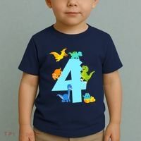 4th Birthday Boy 4 Years Old Dinosaur Toy Dino Toddler T-Shirt thumb 2