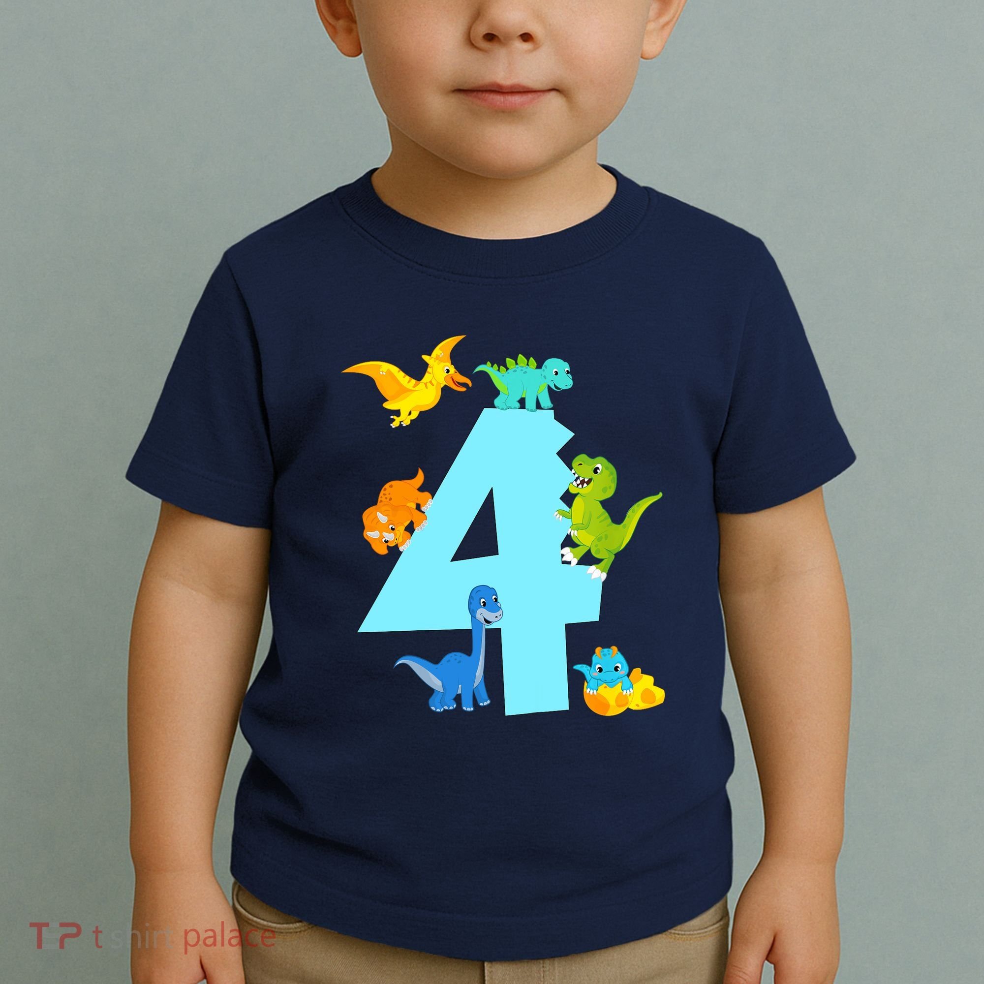 4th Birthday Boy 4 Years Old Dinosaur Toy Dino Toddler T-Shirt