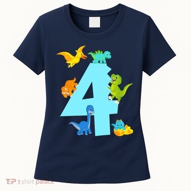 4th Birthday Boy 4 Years Old Dinosaur Toy Dino Women's T-Shirt
