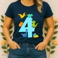 4th Birthday Boy 4 Years Old Dinosaur Toy Dino Women's T-Shirt thumb 2