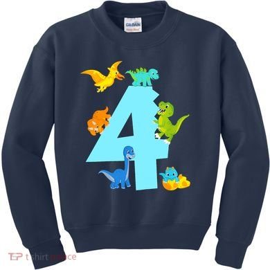 4th Birthday Boy 4 Years Old Dinosaur Toy Dino Kids Sweatshirt