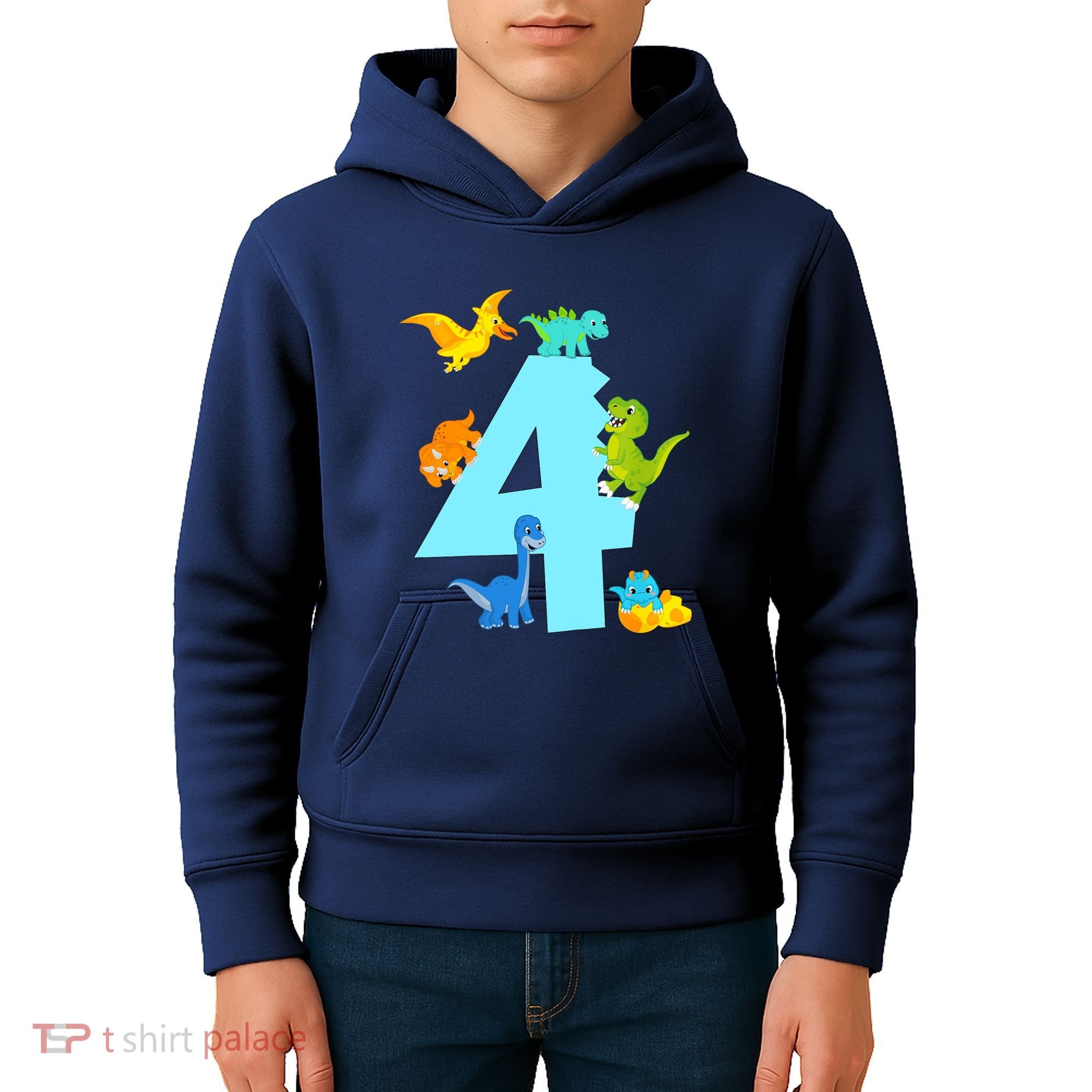 4th Birthday Boy 4 Years Old Dinosaur Toy Dino Kids Hoodie