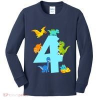 4th Birthday Boy 4 Years Old Dinosaur Toy Dino Kids Long Sleeve Shirt thumb 0