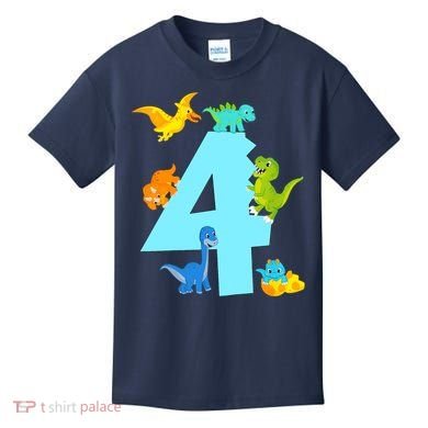 4th Birthday Boy 4 Years Old Dinosaur Toy Dino Kids T-Shirt