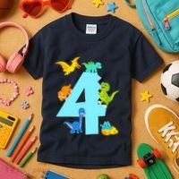 4th Birthday Boy 4 Years Old Dinosaur Toy Dino Kids T-Shirt thumb 3