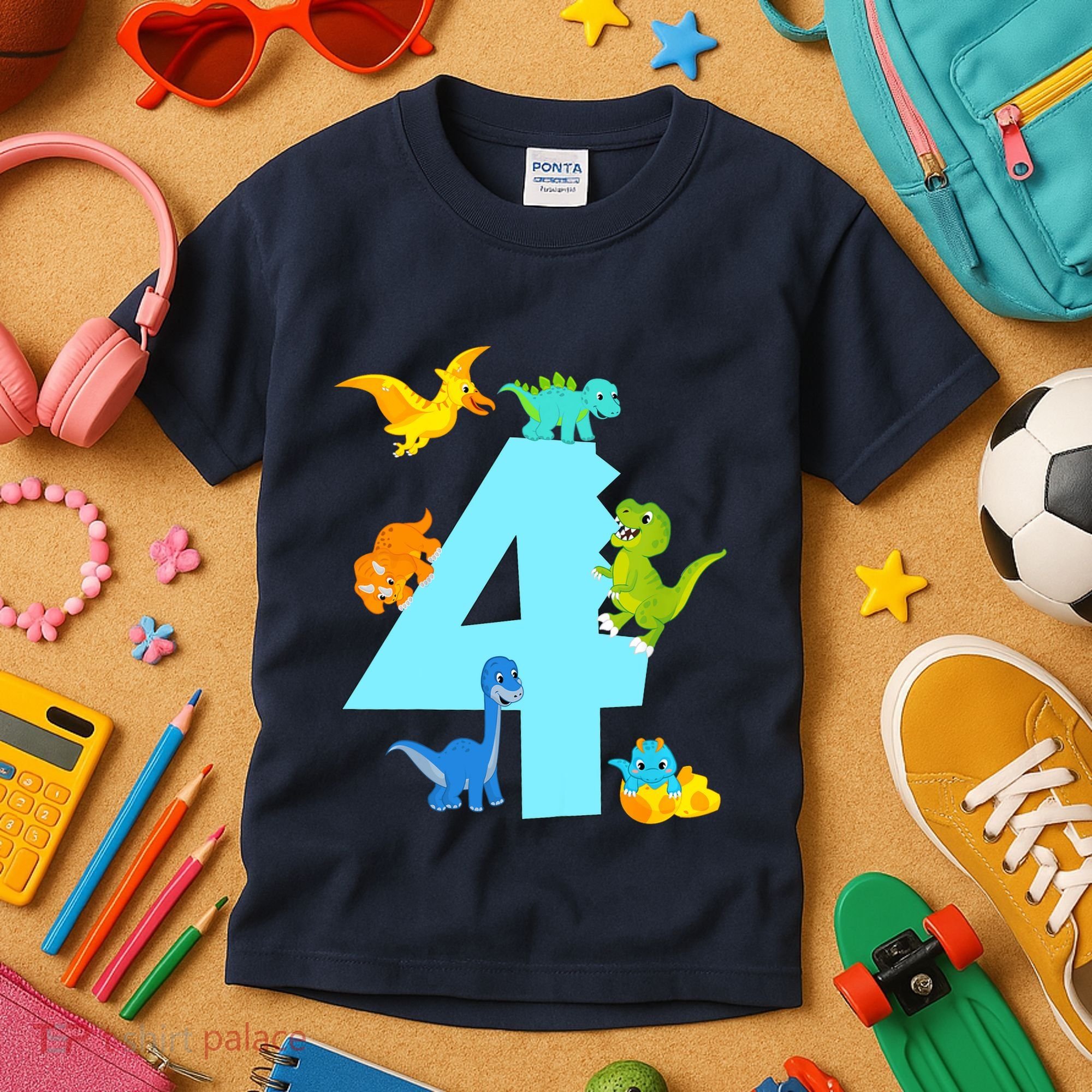 4th Birthday Boy 4 Years Old Dinosaur Toy Dino Kids T-Shirt