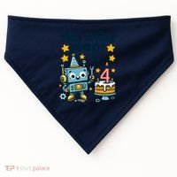 4th Birthday Boy 4 Year Old Robotics Robot 4th Birthday USA-Made Doggie Bandana thumb 0