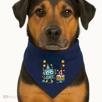 4th Birthday Boy 4 Year Old Robotics Robot 4th Birthday USA-Made Doggie Bandana thumb 1
