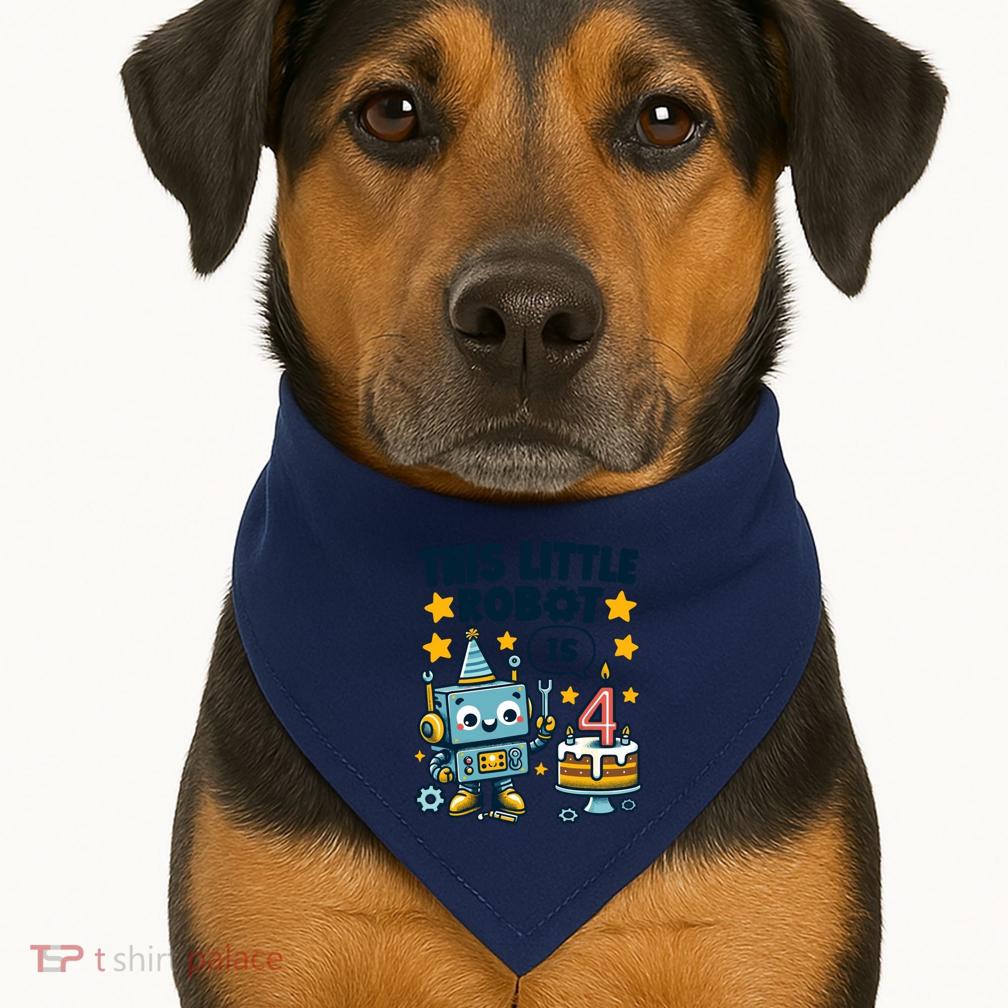 4th Birthday Boy 4 Year Old Robotics Robot 4th Birthday USA-Made Doggie Bandana