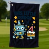 4th Birthday Boy 4 Year Old Robotics Robot 4th Birthday Golf Towel thumb 1