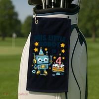 4th Birthday Boy 4 Year Old Robotics Robot 4th Birthday Golf Towel thumb 2