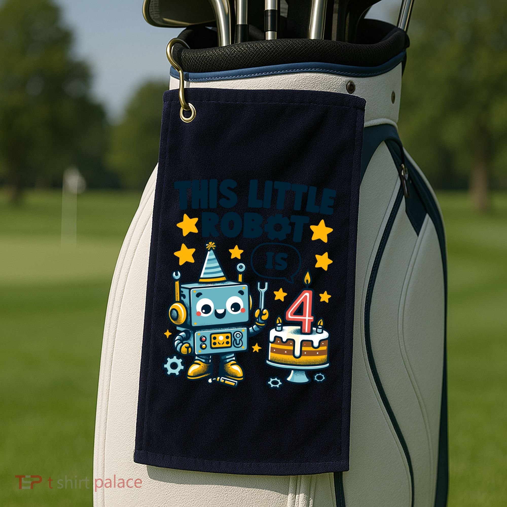 4th Birthday Boy 4 Year Old Robotics Robot 4th Birthday Golf Towel