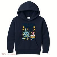 4th Birthday Boy 4 Year Old Robotics Robot 4th Birthday Kids Hoodie thumb 0