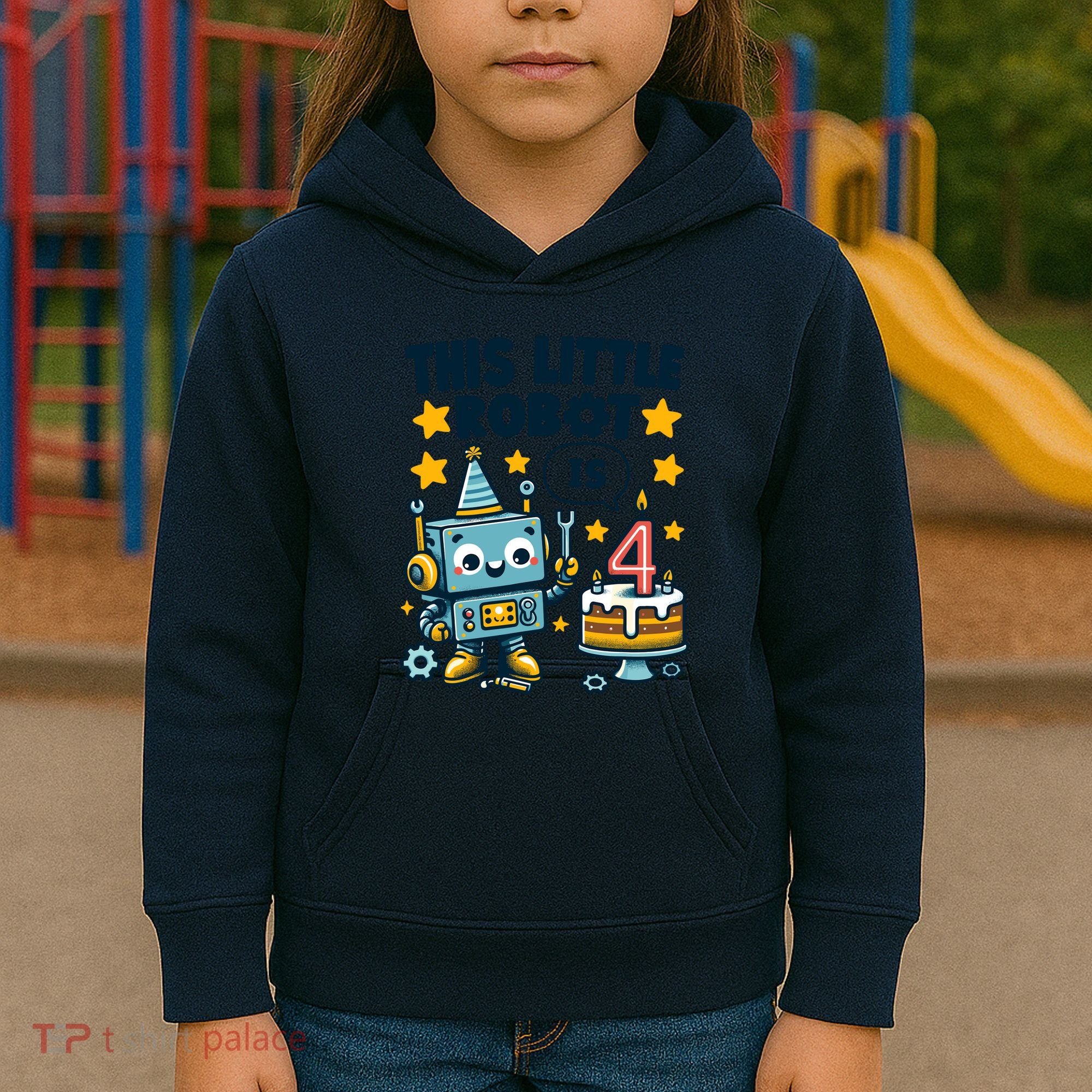 4th Birthday Boy 4 Year Old Robotics Robot 4th Birthday Kids Hoodie