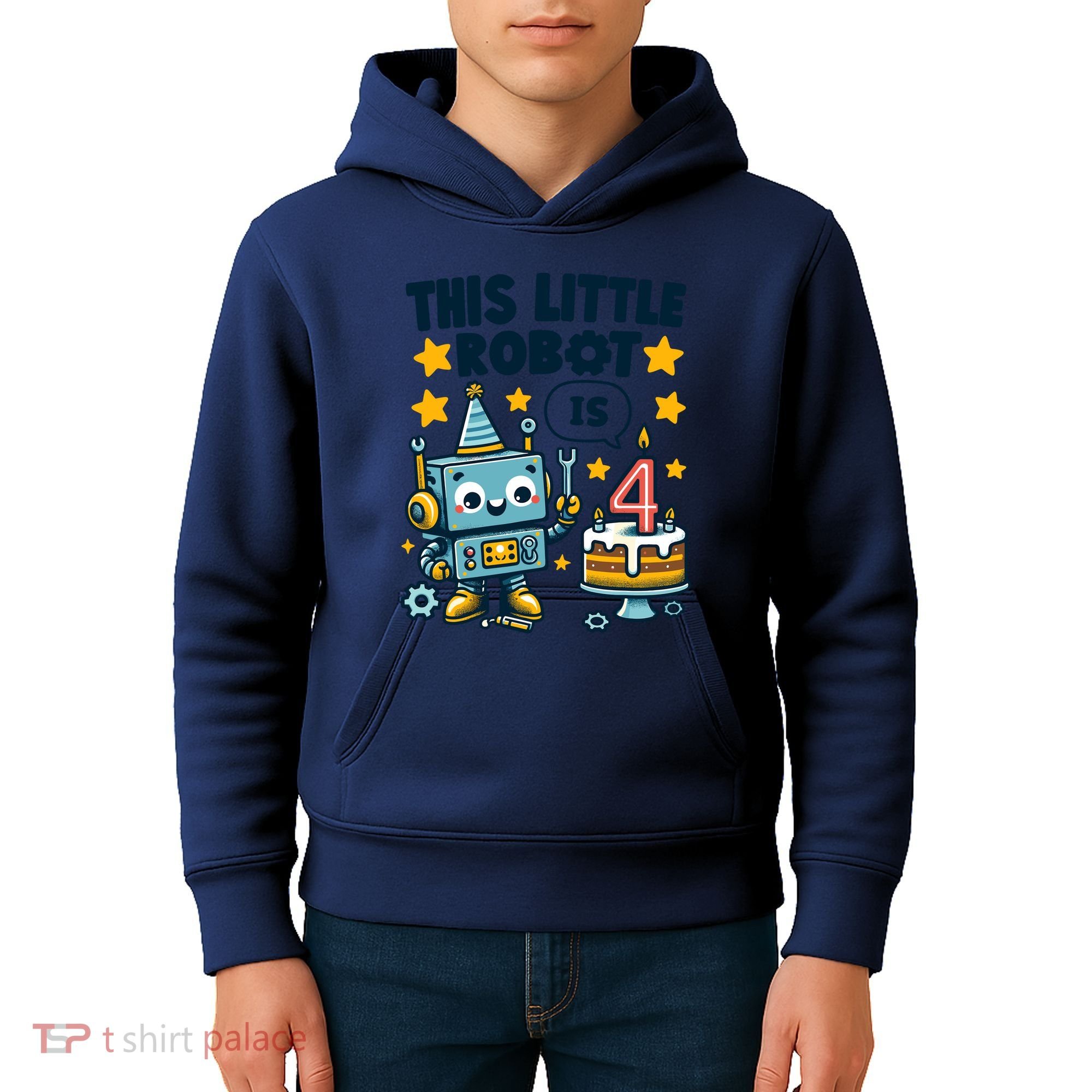 4th Birthday Boy 4 Year Old Robotics Robot 4th Birthday Kids Hoodie