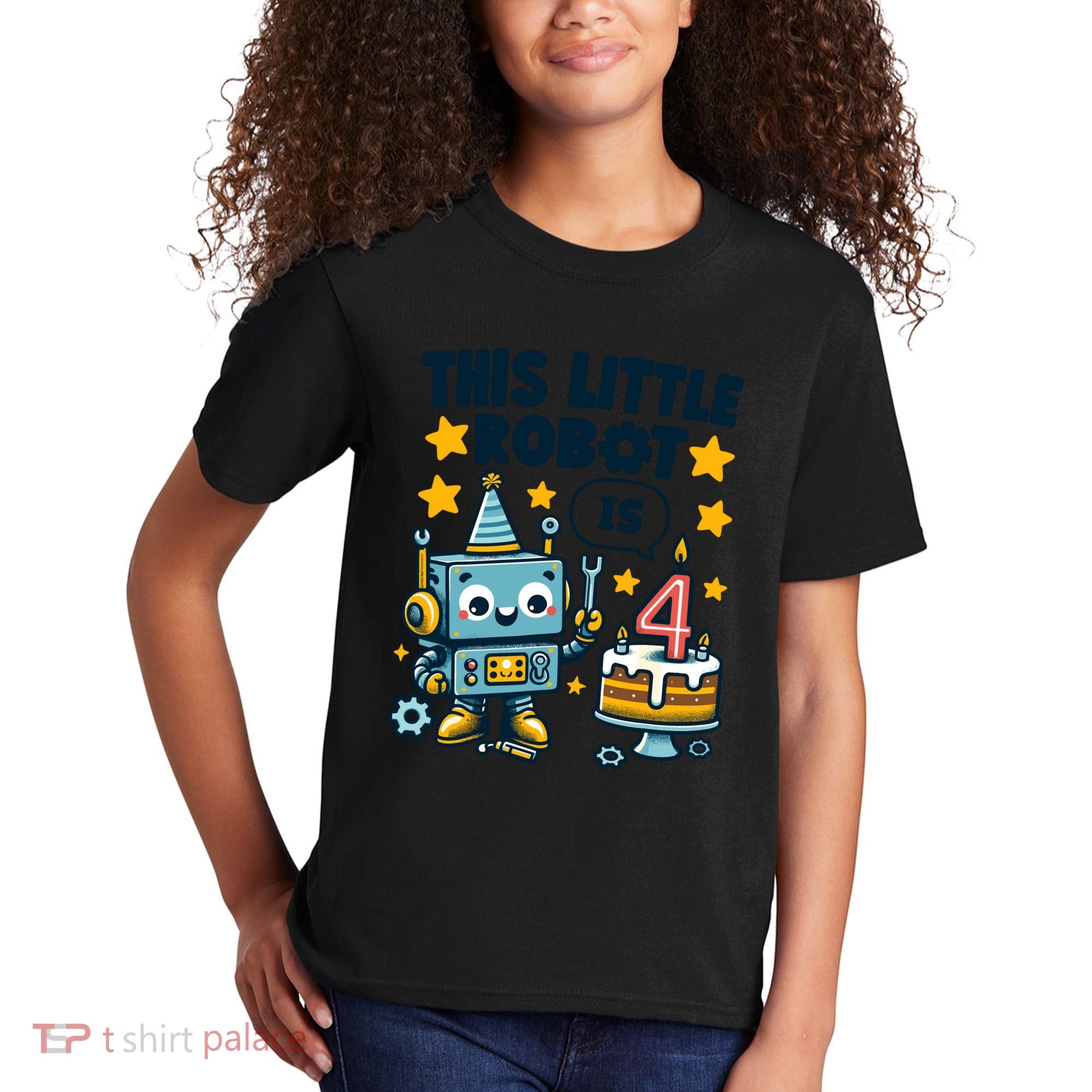 4th Birthday Boy 4 Year Old Robotics Robot 4th Birthday Kids T-Shirt