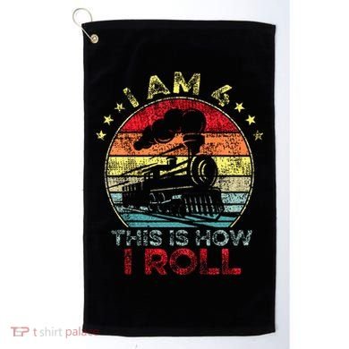 4th Birthday Boy Train 4 Year Old Birthday Golf Towel