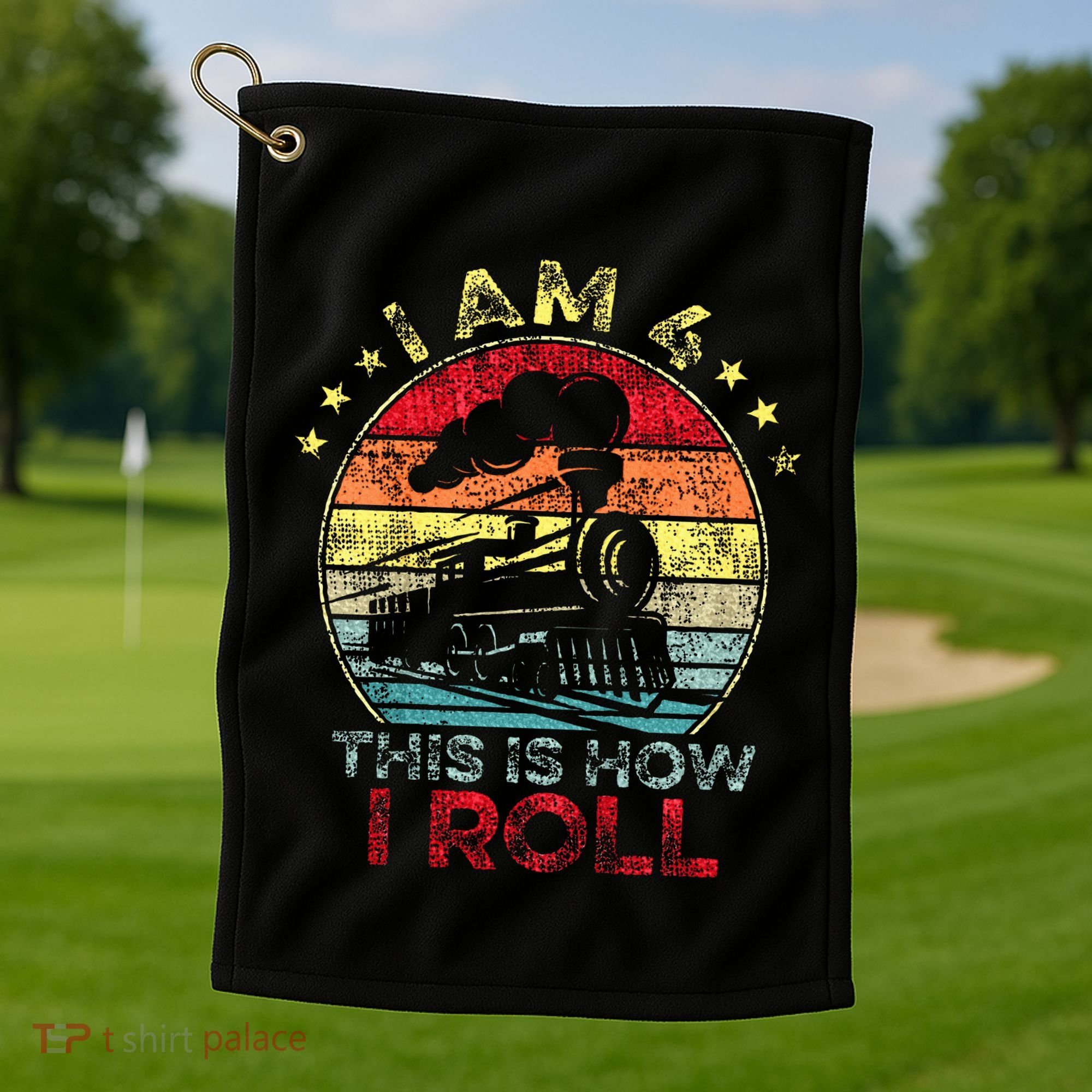 4th Birthday Boy Train 4 Year Old Birthday Golf Towel