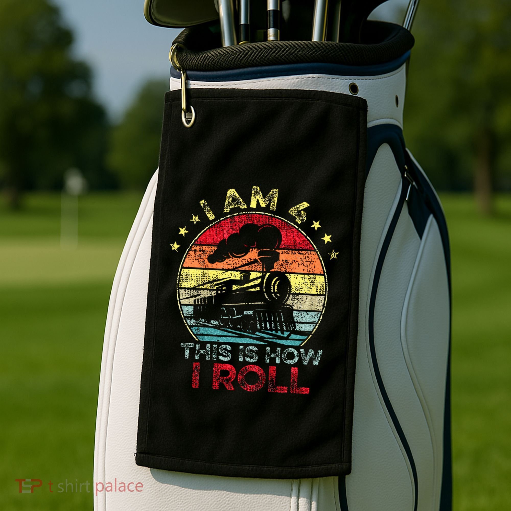 4th Birthday Boy Train 4 Year Old Birthday Golf Towel
