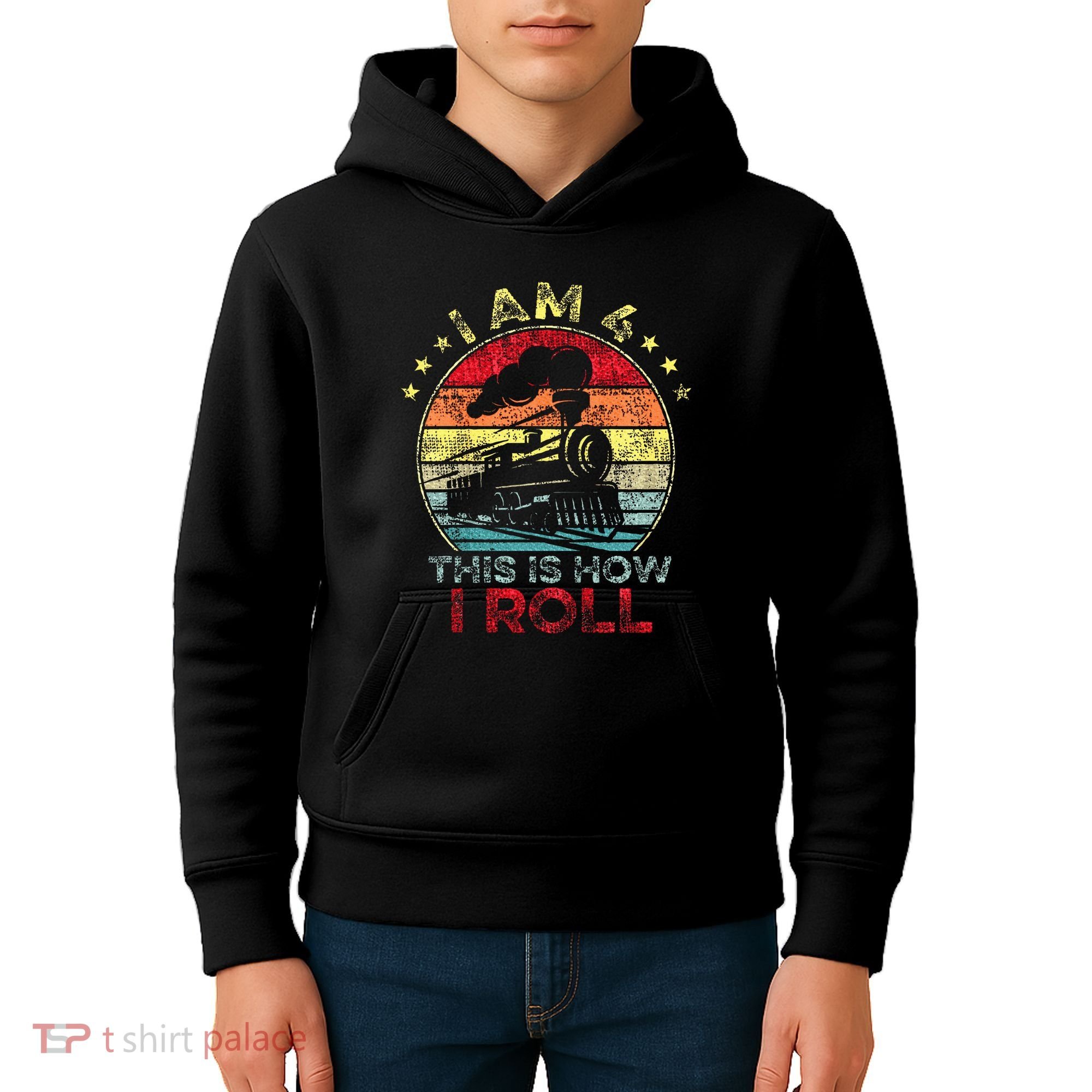 4th Birthday Boy Train 4 Year Old Birthday Kids Hoodie