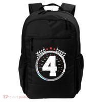 4th Birthday Boy 4 Fourth Race Car Birthday Racing Car Flag Backpack thumb 0