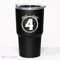 4th Birthday Boy 4 Fourth Race Car Birthday Racing Car Flag Tumbler thumb 0