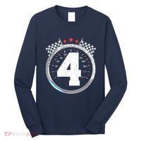 4th Birthday Boy 4 Fourth Race Car Birthday Racing Car Flag Long Sleeve Shirt thumb 0