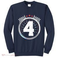 4th Birthday Boy 4 Fourth Race Car Birthday Racing Car Flag Sweatshirt thumb 0