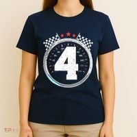 4th Birthday Boy 4 Fourth Race Car Birthday Racing Car Flag T-Shirt thumb 4